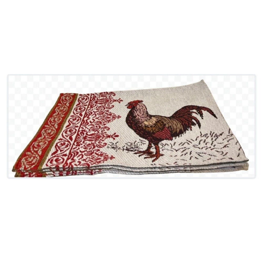 Filigree Rooster Tapestry Placemat set of 2 French Country Modern Farmhouse